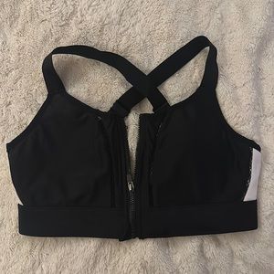 Fabletics black/white sports bra with a zipper